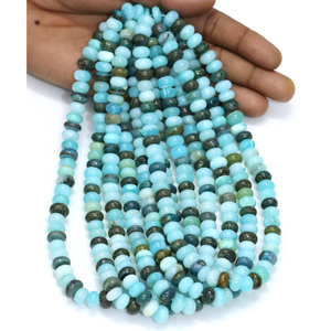 Cuentas Redondas de Ópalo Peruano: Piedra Preciosa Azul Cielo para la Elaboración de Joyas (7-9 mm) - Product Image 1