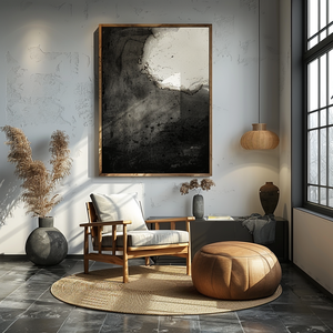 Zen Noir Abstrait Art Mural Forme de Vide Wabi-Sabi pour Décoration de Salon - Product Image 2