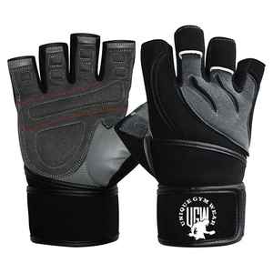 Best Quality Anti-Slip Leather Half Finger Unisex Palm Gym Workout <b>Gloves</b> with Wrist Wraps Support for <b>Weight</b> Lifting - Product Image 3