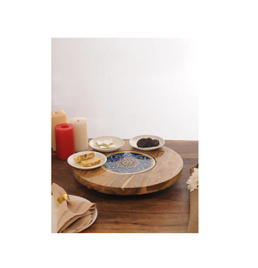 Organizador de cocina de diseño de papel hecho a mano de madera rústica Lazy Susan para cocina a precio al por mayor - Product Image 1