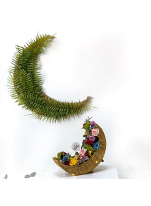 Lujosa forma de luna creciente Ramadán Karem ratán bandeja de Chocolate postre fechas bandeja para servir platos a la venta - Product Image 5