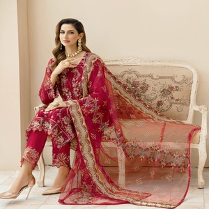Colección de gasa de lujo bordado pesado Ramsha Vol venta completa vestido de novia paquistaní Lehnga Choli Salwar Kameez - Product Image 5