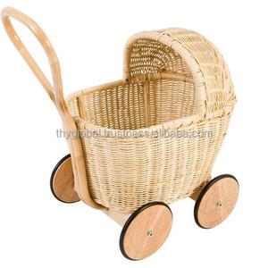 Carrito de mimbre natural para decoración del hogar, carrito de juguete para muñeca, carrito de mimbre con precio barato para eventos de Navidad, venta al por mayor - Product Image 5