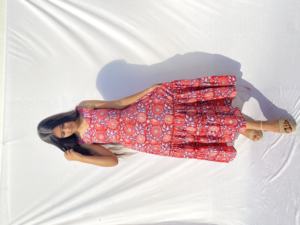 Robes d'été élégantes et décontractées au genou pour femmes, à manches longues, imprimé floral, col en V, lavables et naturelles - Product Image 3