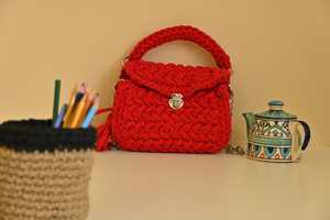 Crochet Handbag For Ladies T - <b>Shirt</b> Yarn Bag For Girls And Women Ideal For Wedding, <b>Parties</b>, Gifting Can be Used Everyday - Product Image 5