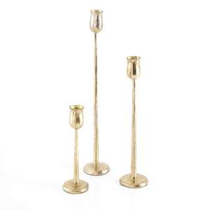 Qualité supérieure Trois Pièces Classiques En Laiton Élégant Or Bougeoirs Piliers Ensemble De 3 Pour La Décoration D'occasion De Mariage - Product Image 1