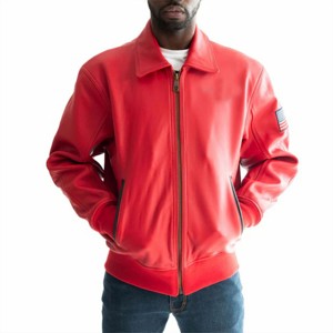 Chaqueta de vuelo de cuero para hombre con forro de piel extraíble y Estilo clásico-Ideal para pilotos y uso al aire libre - Product Image 1