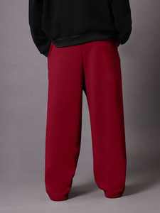 กางเกงผู้ชายสีแดงกางเกงวิ่งขาใหญ่ล้างได้กางเกงแฟชั่นลำลองเอวยางยืดมีเชือกรูด - Product Image 3