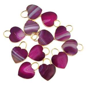 Coeur Gemstone Connecteur Coeur Forme Agate Pendentif 2 Couleur Texturé En Couleur Usage Quotidien Look Minimal Sur Chaque Jour Porter - Product Image 1