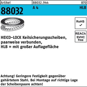 HEICO Arandela de Bloqueo Tipo Cuña R 88032 HLB-6S A4 Ancha Adhesiva 200 Piezas - Product Image 1