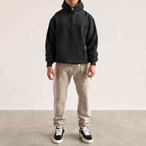 Sudadera con capucha de gran tamaño de algodón 2023 pesado para hombre 100%, ropa de calle personalizada con hombros caídos, felpa francesa Lisa para invierno - Product Image 4