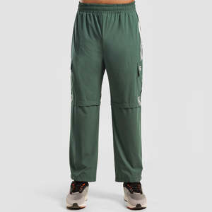 Stride Stripe <b>Trousers</b> Casual 100% Cotton <b>Elastic</b> <b>Waist</b> Zippers Decoration XL Size Baggy Pants Green Color Woolen Straight Flat - Product Image 2