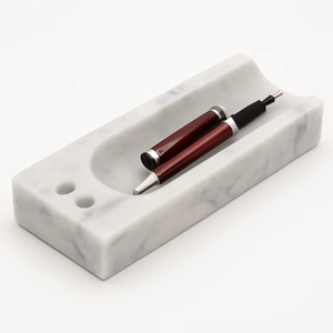 ถาดปากกาหินอ่อนสีขาวพรีเมี่ยมพร้อมที่ใส่ปากกาคู่อุปกรณ์จัดระเบียบโต๊ะทำงานที่หรูหราสำหรับการเขียนเครื่องมือและปากกา - Product Image 1