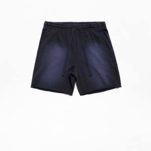 Custom <b>Men's</b> Vintage Jogger <b>Shorts</b> Solid Pattern Acid Wash <b>Fleece</b> With Cut Edge 3D Embroidery and Distress Printing - Product Image 1