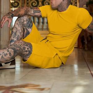 Ensemble deux pièces d'été à la mode pour hommes t-shirt à manches courtes et short ensemble Streetwear confortable pour la maison et l'extérieur - Product Image 3