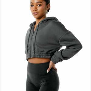 เสื้อฮู้ดเอวลอยสำหรับผู้หญิงทำจากวัสดุคุณภาพสูงระบายอากาศได้ดี - Product Image 2