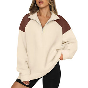 Sudadera con capucha de media cremallera para mujer, de algodón y poliéster, a prueba de viento, transpirable, estilo casual y moderno, tallas grandes, ideal para invierno. ¡Venta caliente! - Product Image 2