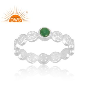 Nuevo diseño de tendencia Anillo de piedras preciosas de Esmeralda natural de Plata de Ley 925 Joyería personalizada para mujeres Regalo para ella - Product Image 1