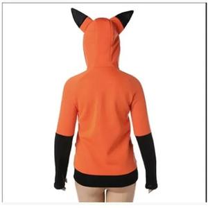 Sweat Orange chaud pour femmes 100% coton Cosplay à capuche décontracté hiver mode Streetwear haut avec capuche lien vie uniforme - Product Image 3