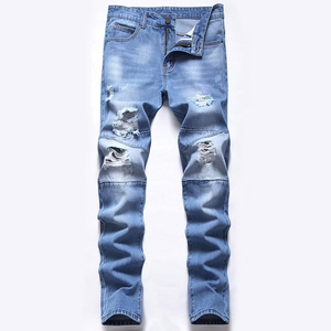 Vente en gros de pantalons streetwear en denim de coton de haute qualité pantalon en jean droit délavé effet moustache pantalon en jean pour hommes - Product Image 1