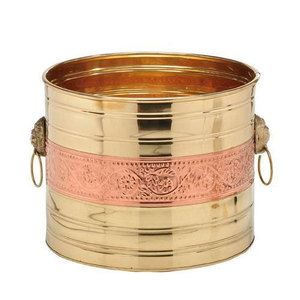 Maceta de metal negra decorativa interior de latón AK con ratán para decoración interior - Product Image 5