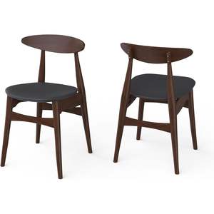 เก้าอี้รับประทานอาหารไม้เนื้อแข็งสไตล์ร่วมสมัยและมินิมอล (ชุด 2 ตัว) - พนักพิงโค้งรูปวงรี - Product Image 5