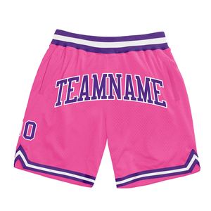 Industrie Direct Engro Sportswear Short de basket personnalisé rose violet-blanc authentique Short de basket-ball rétro - Product Image 1