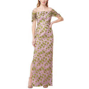 Js Collections Jemma Abito da Sera a Colonna Ricamato Amethyst/Chartreuse con Spalle Scoperte, Vestito da Festa Naturale Taglia 2 - Product Image 4