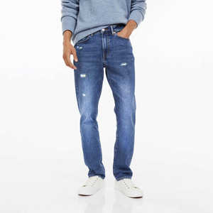 Jeans pour hommes de haute qualité en gros Coupe ajustée Coton Droit Casual Déchiré Délavé Respirant Vintage - Product Image 1