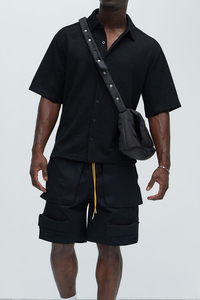 Custom OEM Anti-Wrinkle Men's Mid Waist 100% Cotton Lightweight Quick Dry Cargo Shorts <b>Athletic</b> Fit Casual Wear - Product Image 2