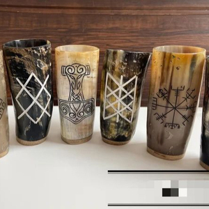 Meilleure qualité 100% naturel OX corne verre à liqueur tasses à boire poli sculpté Style Animal Souvenirs Odin's Master cornes fabriquées - Product Image 2