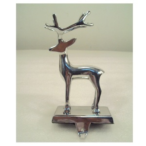 Reindeer Silver Metal <b>Stocking</b> <b>Holder</b> For Christmas Table Top Decorative - Product Image 1
