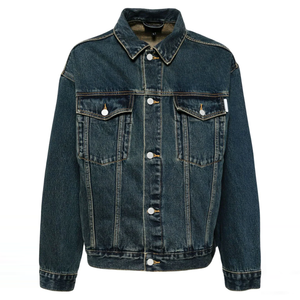 Veste en jean classique pour homme, coupe oversize, avec boutons décoratifs, style vintage, en denim bleu délavé, pour usage intensif - Product Image 1