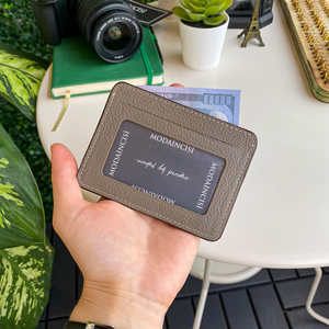 Tarjetero minimalista para hombre, genuino y elegante diseño especial de cuero Premium color marrón claro, hecho en Turquía - Product Image 3