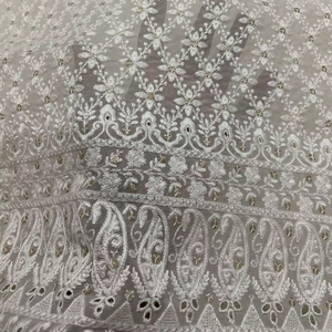 Tela Grewetie Georgette bordada de viscosa pura para niños y niñas, técnica tejida de punto Sherwani Kurta lisa, Memoria recubierta - Product Image 1