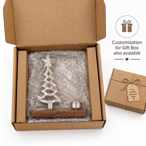 Portavelas de Metal con Base de Madera para Árbol de Navidad, Decoración Minimalista para las Fiestas, Soporte para Velas de Té, Diseño Geométrico para Mesa - Product Image 5