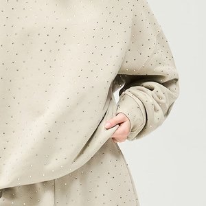 เสื้อฮู้ดผู้หญิงสไตล์วินเทจลำลอง ตกแต่งด้วยคริสตัลแบบสั่งทำขายส่ง เหมาะสำหรับใส่เที่ยวกลางแจ้ง แฟชั่นไฮสตรีท คอฮู้ด สำหรับฤดูหนาว - Product Image 5