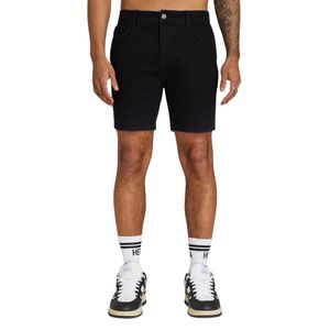 Mens Slim Fit <b>Shorts</b> <b>Black</b> Denim Mid Waist Clean Hem Classic Cut Everyday Summer Style Streetwear <b>Smart</b> Casual Look - Product Image 2