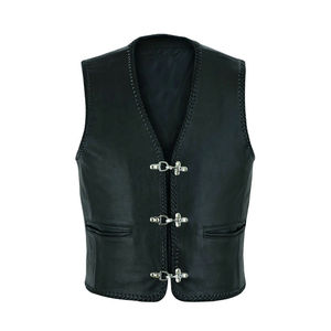 Chaleco de Cuero Negro de Alta Calidad para Hombre, con Grabado de Cocodrilo, Estilo Motero, Prenda Exterior de Lona, Cuello Mao - Product Image 2