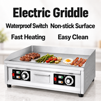 Grill électrique commercial à surface plate, double contrôle de température, plaque de 10 mm, interrupteur étanche, acier inoxydable, 220V/110V