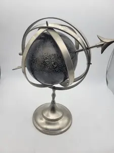 Aluminio antiguo Vintage Metal armillary esfera globo astrolabio náutico escritorio ornamento decoración del hogar regalo coleccionable - Product Image 2