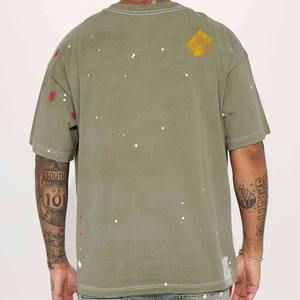 T-shirt en coton personnalisé pour homme, grand format, 300g, lavage à l'encre, fabricant de t-shirts en coton vierge - Product Image 4