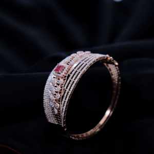 14K <b>Rose</b> <b>Gold</b> Oval Cut Diamond Filled Pacheli <b>Bangle</b> 10.74 CT Natural HI Color SI Clarity Rhodium Plated Women's IGI Certified - Product Image 1