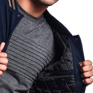 High Quality Slim Fit Bomber Varsity <strong>Jacket</strong> Wool and Leather Sleeves Hooded Collar Letterman Style <strong>Handmade</strong> in Pakistan - Product Image 6