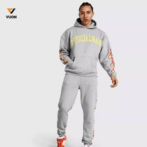 2024 hombres al por mayor barato personalizado de gran tamaño Unisex pantalones de chándal con capucha conjunto de Jogger de manga larga de algodón poliéster sólido primavera pulóver - Product Image 1