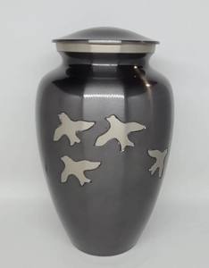 Producto funerario de urna de cremación de latón gris para adultos con bolsa de terciopelo gratis - Product Image 4