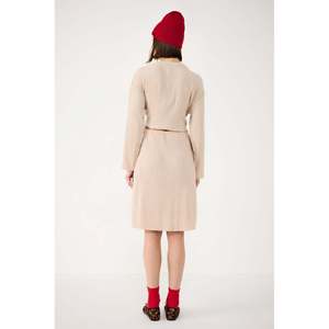 Jupe midi décontractée côtelée sans poches en tissu non tissé 96% polyester, style crayon, taille naturelle, Mega Merchant - Product Image 4
