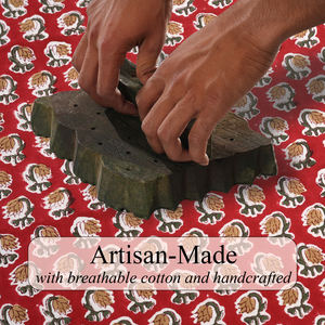 Chocolat Cosmos rouge Floral main bloc imprimé passepoil pétoncles coton tissu arbre de noël jupe pour noël décor vacances - Product Image 2