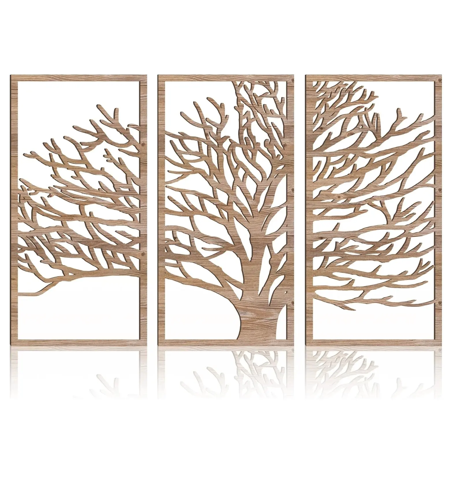 Pannello rustico in legno Wall Art Tree of Life Boho Decor con 3D Hollow Craft Art per cucina, bagno e soggiorno