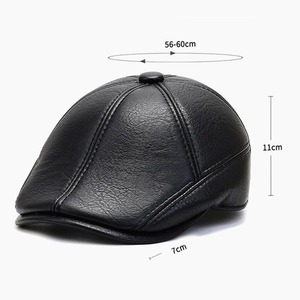 Bérets d'hiver en cuir véritable de qualité supérieure pour hommes, protection chaude des oreilles, casquette décontractée en gros pour les loisirs de plein air, chapeau de papa - Product Image 6